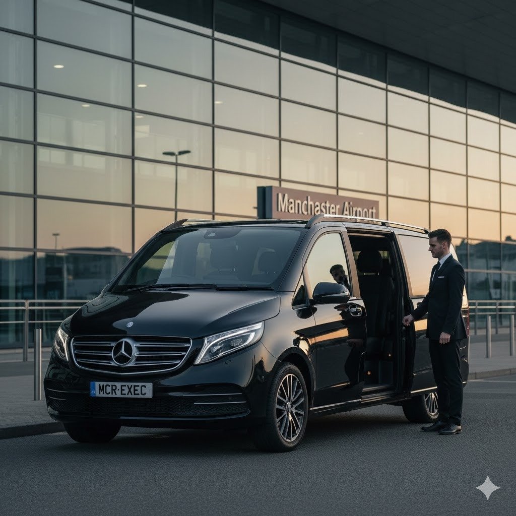 Mercedes V-Class for Altrincham airport chauffeur travel with luggage