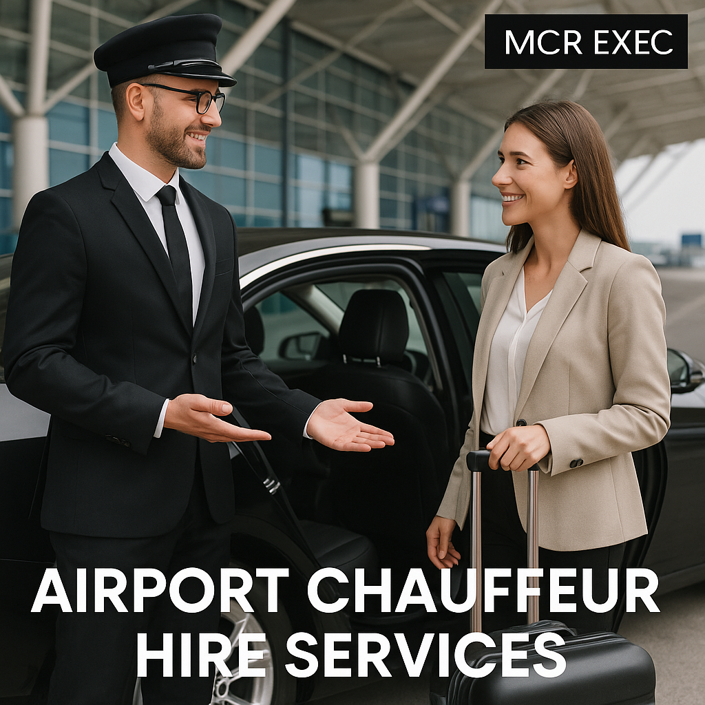 Professional Airport Chauffeur Assisting Businesswoman – MCR EXEC