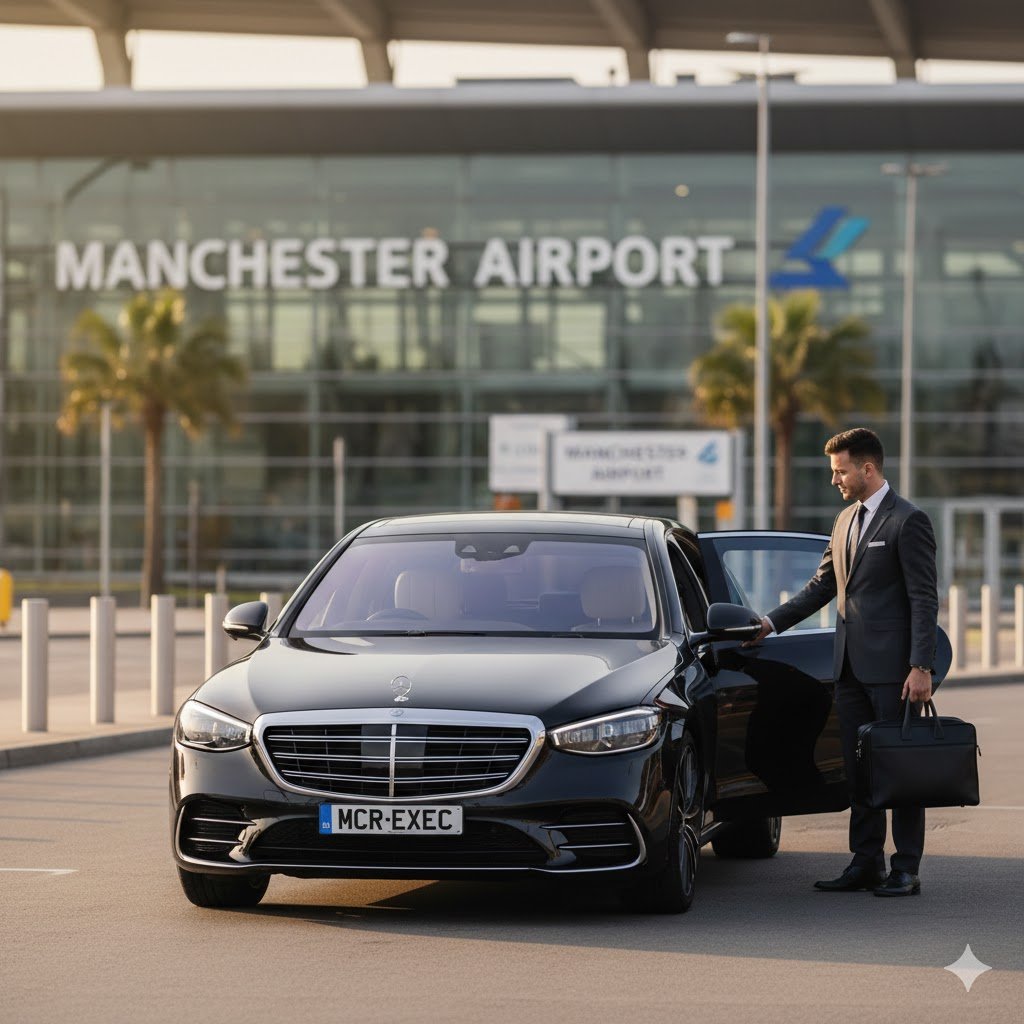 MCR EXEC Mercedes V-Class outside a premium Pendlebury setting for Chauffeur Service in Pendlebury