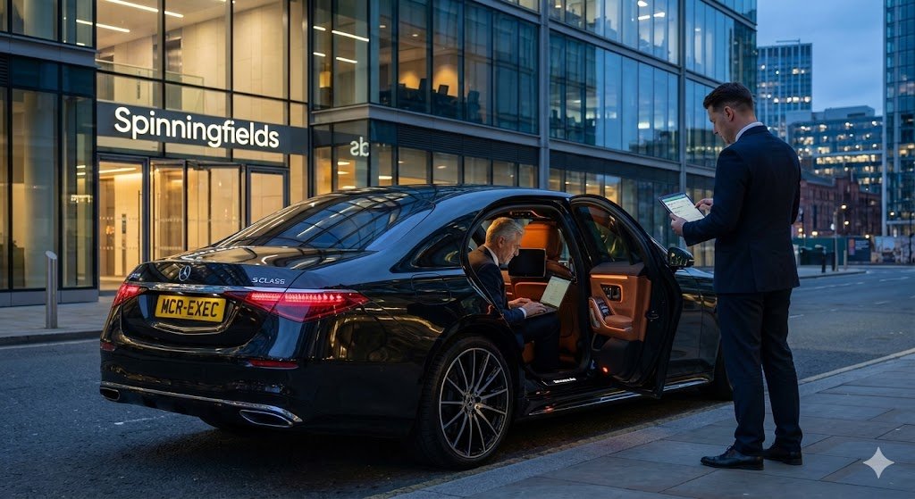 Mercedes S-Class illustrating executive corporate chauffeur travel.