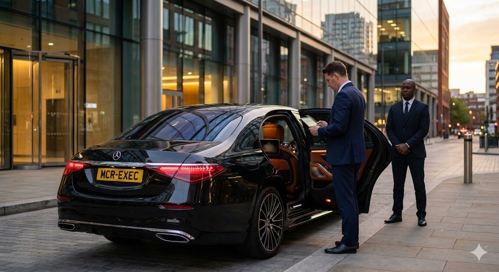 MCR EXEC Mercedes for Knutsford Chauffeur Service, showing professional corporate chauffeur travel and executive journey planning