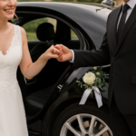 Bride and Chauffeur Wedding Car Detail Shot