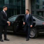 Chauffeur Opens Door of Mercedes for Executive Client