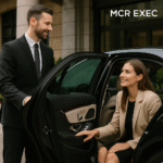 Professional Chauffeur Opening Mercedes Door in UK City - MCR EXEC