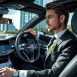 Professional chauffeur driving a luxury sedan with focus on road safety and comfort - MCR EXEC