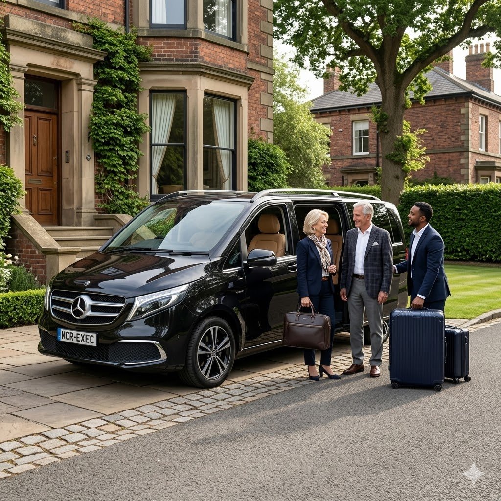 MCR EXEC Mercedes S-Class outside a premium Worsley setting for Chauffeur Service in Worsley