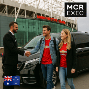 Chauffeur greets Australian tourists at Old Trafford in Mercedes V-Class - MCR EXEC