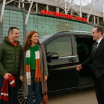 Irish couple arriving in chauffeur-driven V-Class at Old Trafford - MCR EXEC
