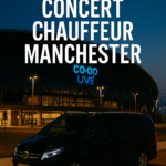 MCR EXEC luxury car with chauffeur outside Co-op Live for Chris Brown concert