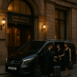 Chauffeur to King Street Townhouse Hotel Manchester with MCR EXEC in a luxury Mercedes V-Class.