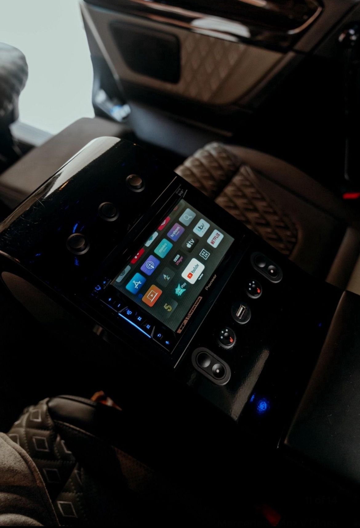 Passenger control console inside a customised V-Class