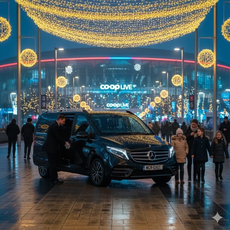Co-op Live Christmas Chauffeur V-Class by MCR EXEC | Premium Mercedes V-Class 2025 Transport for Festive Family Concert Travel in Manchester