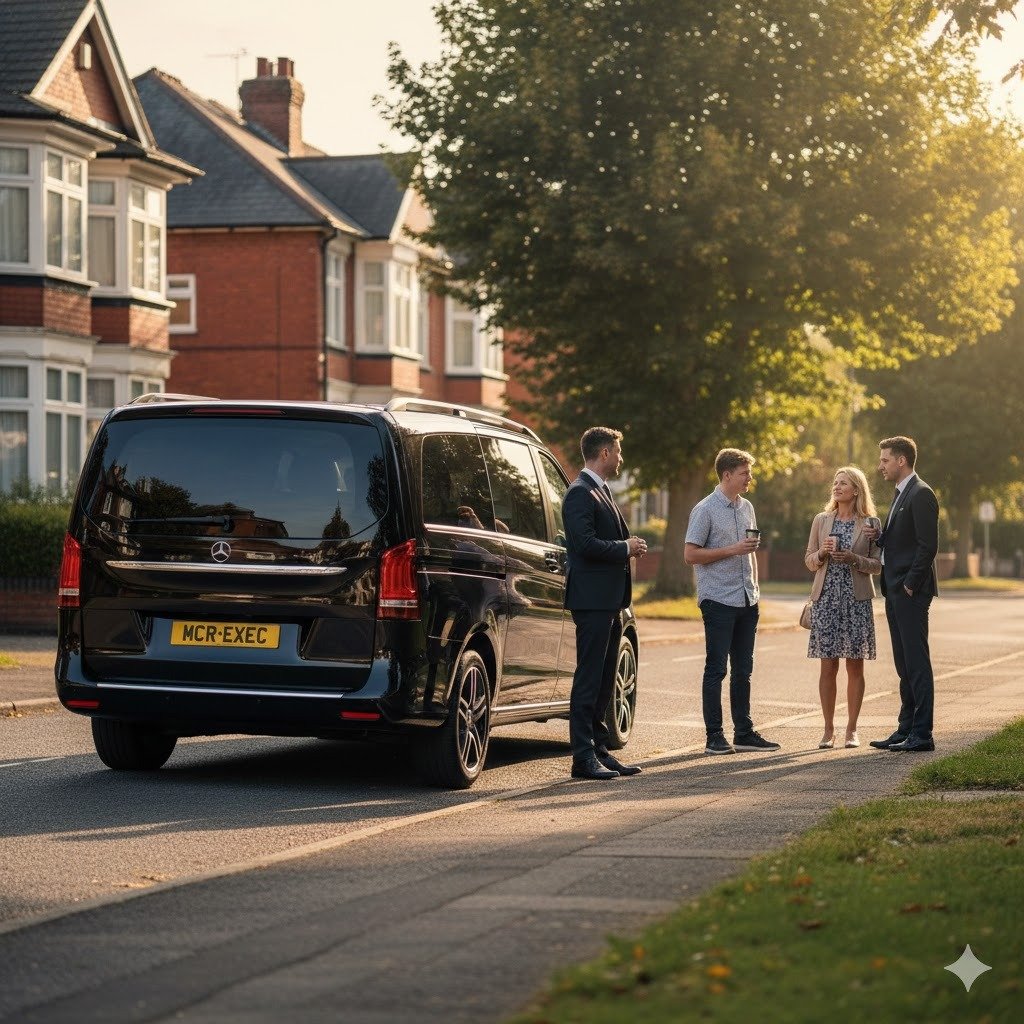 MCR EXEC Mercedes V-Class for a planned private or event journey in Bury