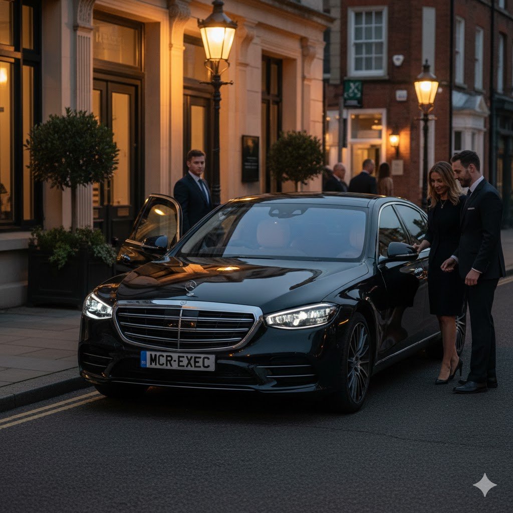 Mercedes S-Class executive chauffeur car by MCR EXEC for private driver and luxury business travel in Whitefield.