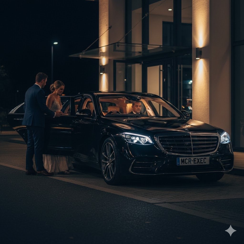 Event chauffeur hire in Rochdale with MCR EXEC Mercedes travel