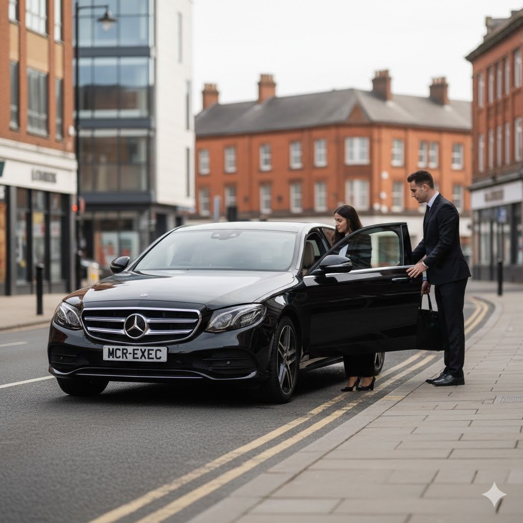 Mercedes E-Class chauffeur vehicle for a Stockport corporate collection