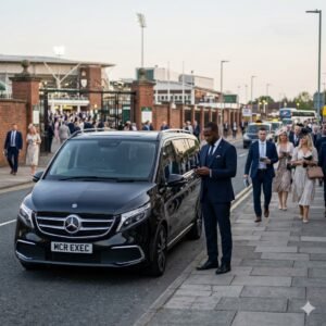 How to avoid traffic and pickup delays after the Grand National with a professional chauffeur preparing a luxury Mercedes V-Class near Aintree.