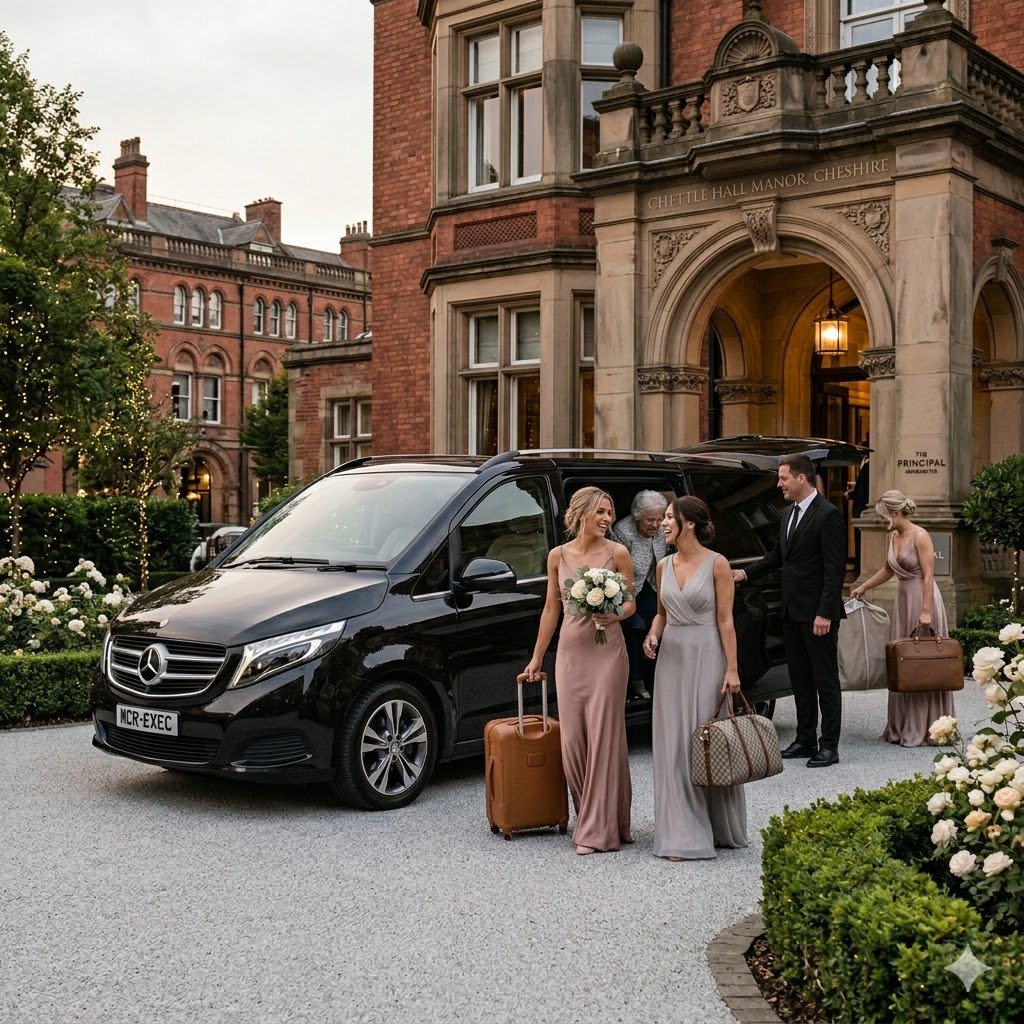 Bridesmaids and family wedding transport Manchester