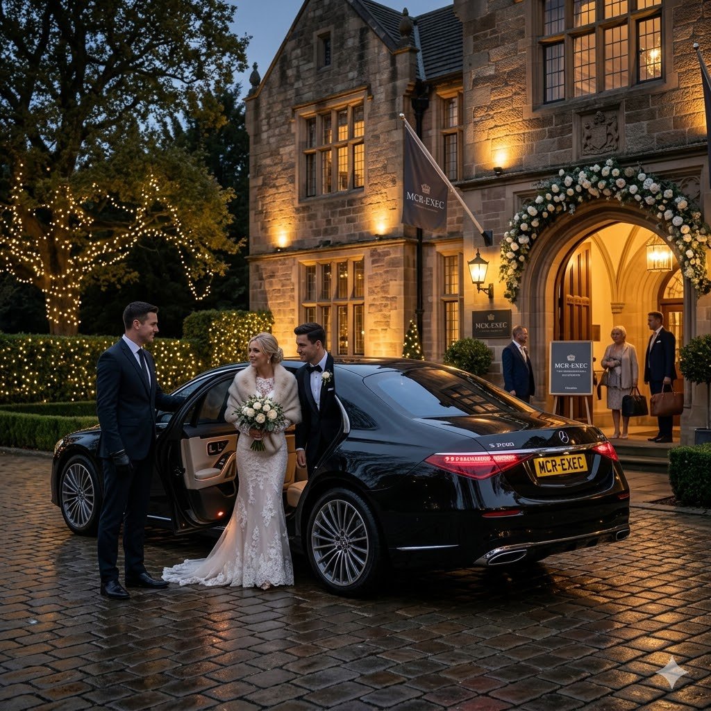 Evening return wedding chauffeur journeys Manchester