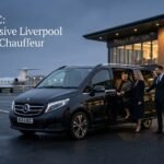 Liverpool vs PSG Chauffeur Service with a black Mercedes V-Class at a North West private jet terminal, MCR EXEC VIP matchday transfer to Anfield