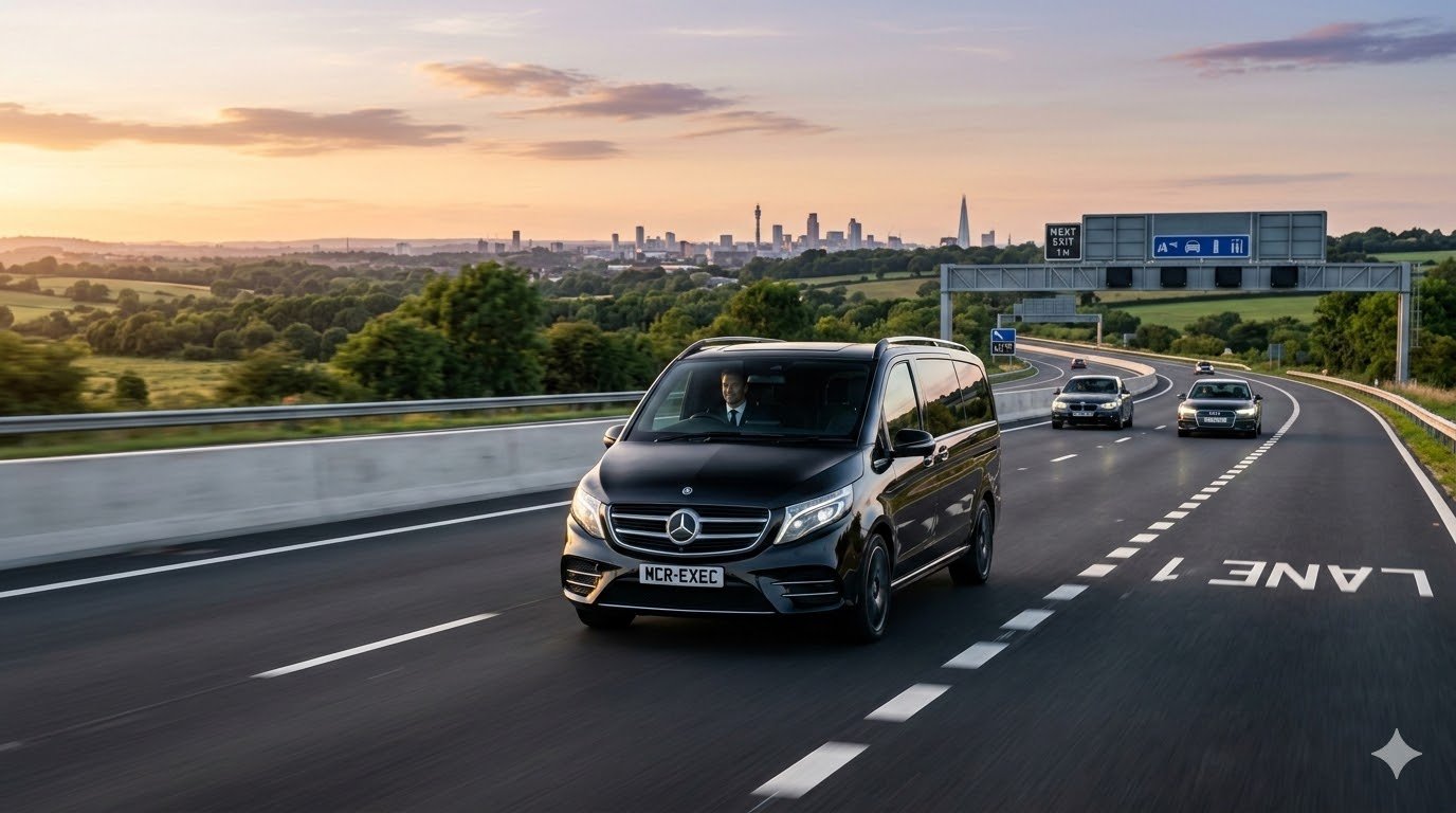 MCR EXEC Mercedes for Chester Chauffeur Service, showing premium city-to-city chauffeur travel and long-distance executive transport