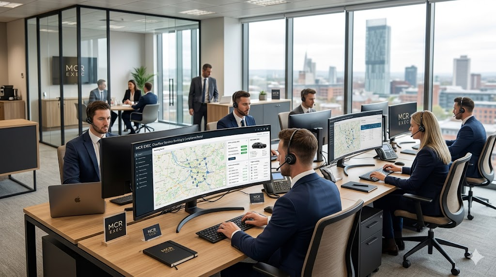 MCR EXEC corporate chauffeur service supporting executive assistants and travel managers across Manchester and the North of England.