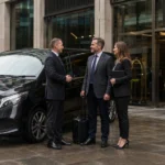 Business chauffeur partnership with MCR EXEC black Mercedes V-Class supporting hotels, corporate teams and event planners in Manchester