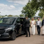 LIV Golf chauffeur hire from Manchester with an MCR EXEC Mercedes V-Class collecting corporate hospitality guests for full-day travel to JCB Golf & Country Club.