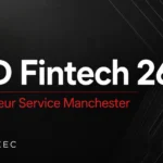 Thumbnail graphic for MD Fintech 26 Chauffeur Service Manchester by MCR EXEC, using bold white and red text on a dark premium corporate background.