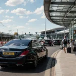 Executive car arriving at Manchester Airport during summer Metrolink disruption