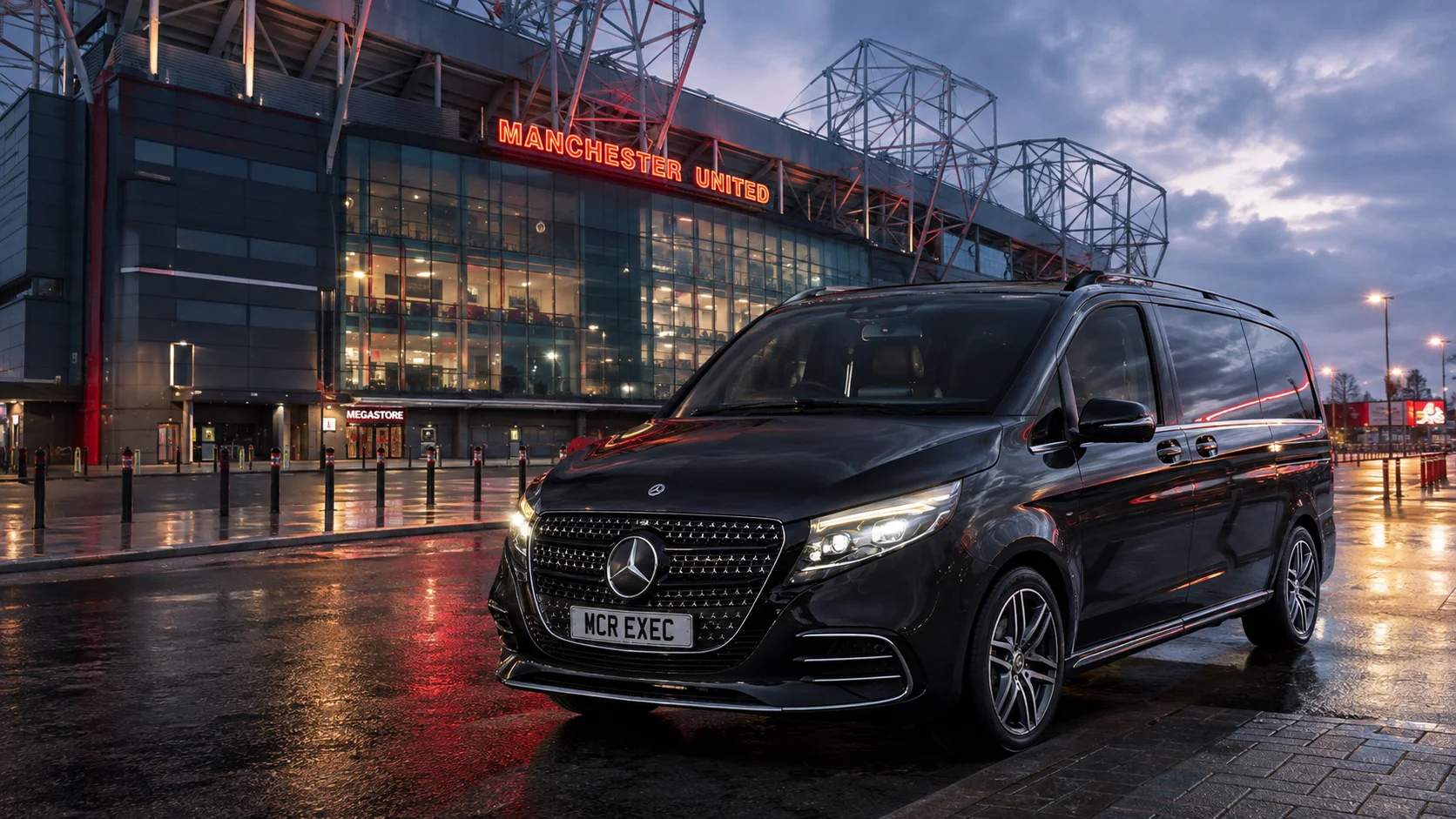 Mercedes V-Class for Old Trafford airport transfers and group event travel