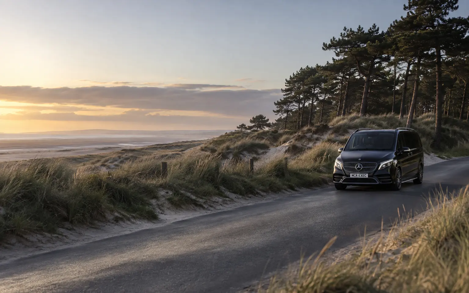 Formby coastal chauffeur journey with a 2026 Mercedes V-Class
