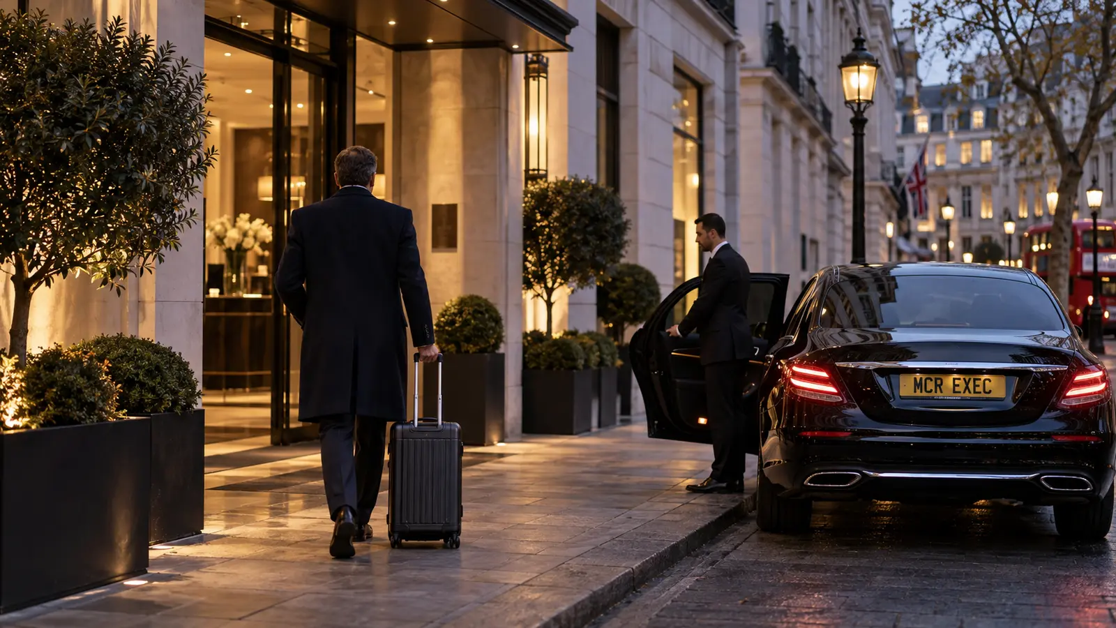 Executive hotel collection in London for a pre-booked MCR EXEC northbound journey