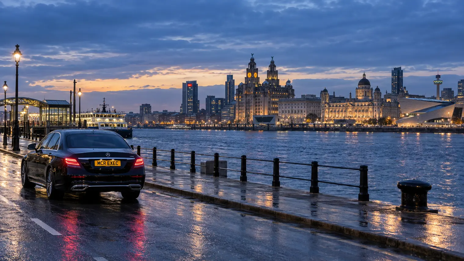 2026 Mercedes chauffeur travel between the Wirral and Liverpool waterfront