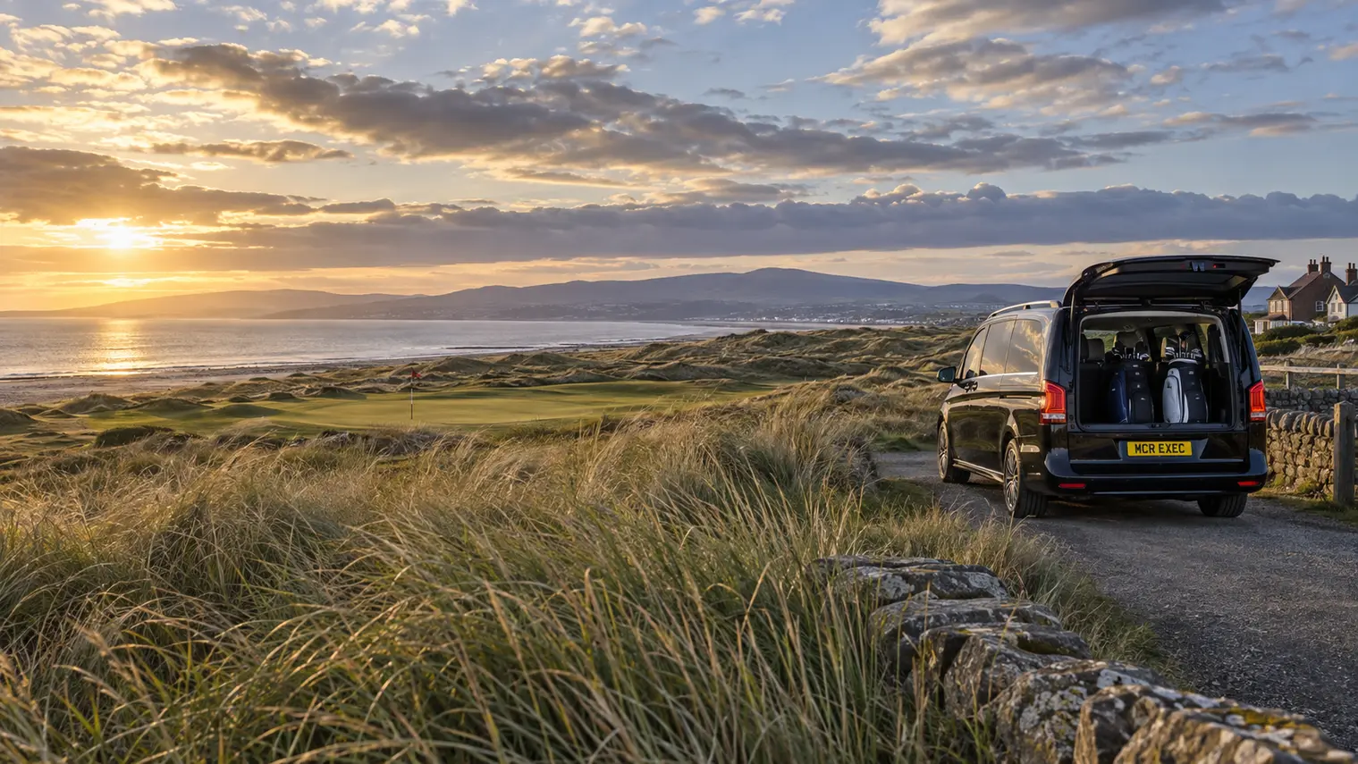 2026 Mercedes V-Class on a Wirral links-golf chauffeur itinerary